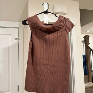 Amazon Women's Ribbed Cowl Neck Sweater - Brown